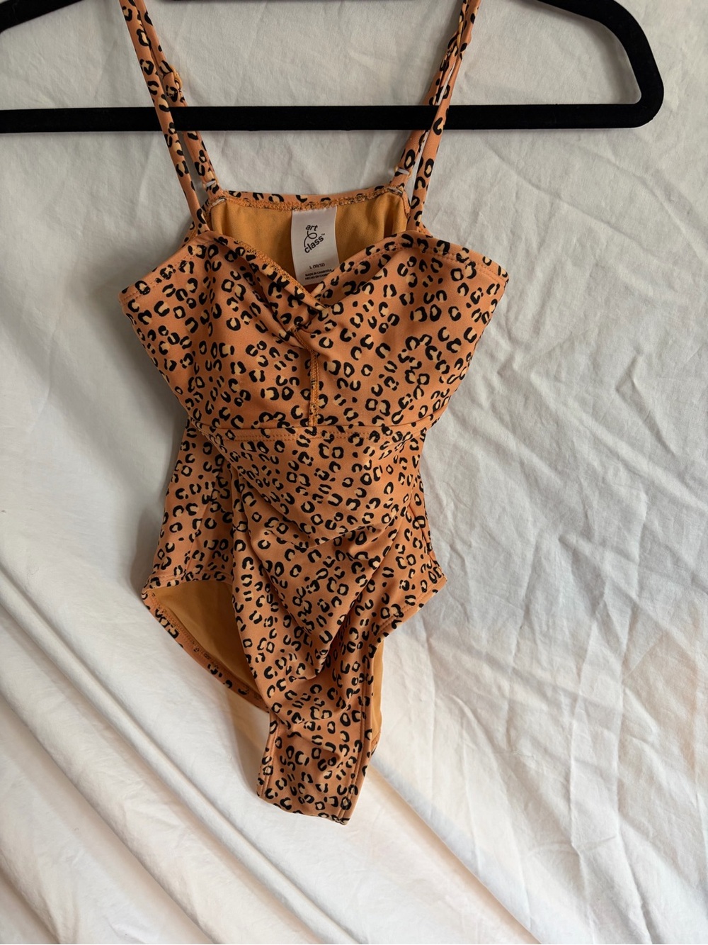 art class Orange Leopard Print Girls One-Piece Swimsuit